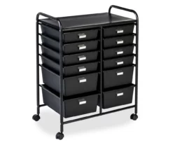 Black Metal 12-Drawer Rolling Storage Cart -Storage supplies store 810539917 3