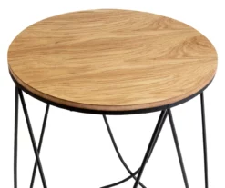 Black & Natural Round Side Table -Storage supplies store 810539920 4