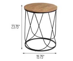 Black & Natural Round Side Table -Storage supplies store 810539920 5