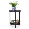 Black Round 2-Tier Side Table -Storage supplies store 810539922 1