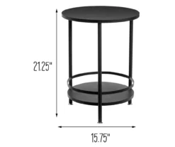 Black Round 2-Tier Side Table -Storage supplies store 810539922 5