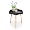 Black Hexagon Wood Leg End Table -Storage supplies store 810539923 1