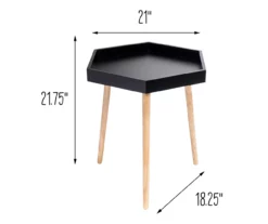 Black Hexagon Wood Leg End Table -Storage supplies store 810539923 5
