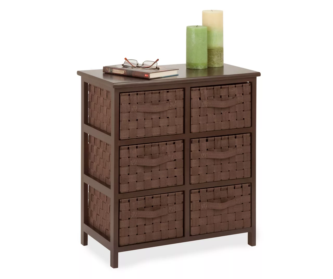 Brown 6-Drawer Woven Strap Chest 3 Brown 6-Drawer Woven Strap Chest