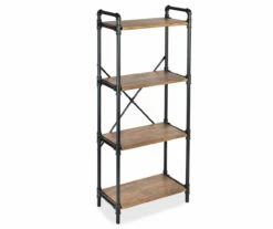 Black Industrial 4-Tier Bookshelf -Storage supplies store 810539935 3