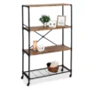 Rustic Black 4-Tier Industrial Rolling Bookshelf -Storage supplies store 810539937 1