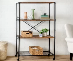 Rustic Black 4-Tier Industrial Rolling Bookshelf -Storage supplies store 810539937 2