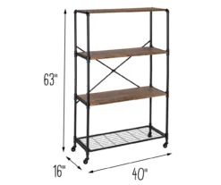 Rustic Black 4-Tier Industrial Rolling Bookshelf -Storage supplies store 810539937 6