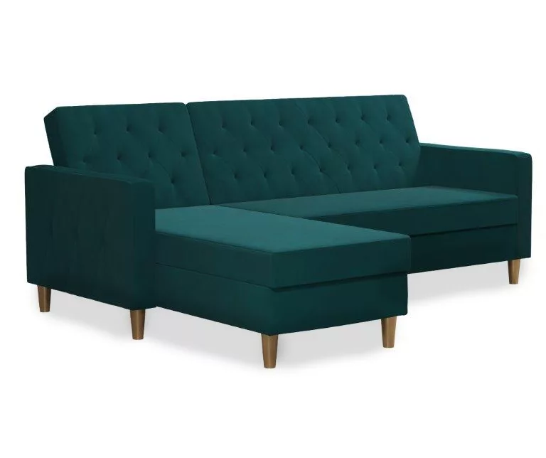 CosmoLiving Liberty Green Velvet Sectional Storage Futon 3 CosmoLiving Liberty Green Velvet Sectional Storage Futon