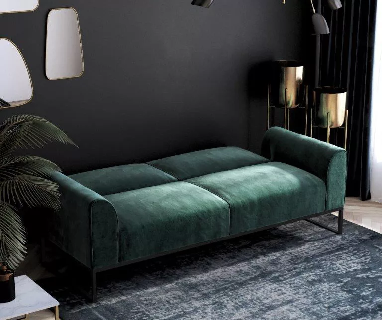 CosmoLiving Adley Teal Velvet Coil Convertible Sleeper Futon 4 CosmoLiving Adley Teal Velvet Coil Convertible Sleeper Futon - Image 2