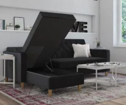 CosmoLiving Liberty Black Velvet Sectional Storage Futon 10 CosmoLiving Liberty Black Velvet Sectional Storage Futon -Storage supplies store 810541040 2
