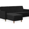 CosmoLiving Liberty Black Velvet Sectional Storage Futon