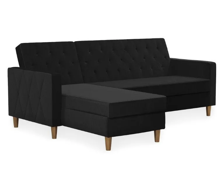 CosmoLiving Liberty Black Velvet Sectional Storage Futon 3 CosmoLiving Liberty Black Velvet Sectional Storage Futon