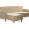 CosmoLiving Liberty Ivory Velvet Sectional Storage Futon 1 CosmoLiving Liberty Ivory Velvet Sectional Storage Futon -Storage supplies store 810541041 5