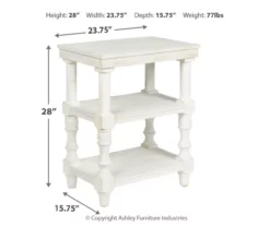 Dannerville Antique White 3-Tier Accent Table With USB Charging -Storage supplies store 810542271 3