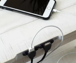 Dannerville Antique White 3-Tier Accent Table With USB Charging -Storage supplies store 810542271 5