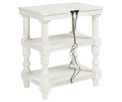 Dannerville Antique White 3-Tier Accent Table With USB Charging -Storage supplies store 810542271 6