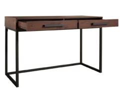 Horatio Brown & Gunmetal Wood Desk -Storage supplies store 810542288 5