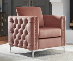 Lizmont Blush Tufted Velvet Accent Chair -Storage supplies store 810542292 1
