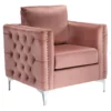 Lizmont Blush Tufted Velvet Accent Chair 2 Lizmont Blush Tufted Velvet Accent Chair -Storage supplies store 810542292