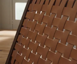 Fayme Camel Armless Leather Woven-Back Lounge Chair -Storage supplies store 810542301 3