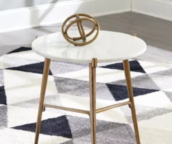 Chadton Round White Marble & Gold Metal Accent Table -Storage supplies store 810542302 1