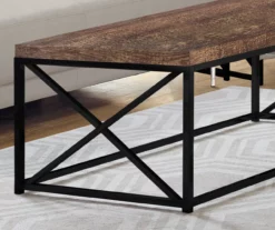 Brown Reclaimed Wood Look Coffee Table -Storage supplies store 810542382 3 1