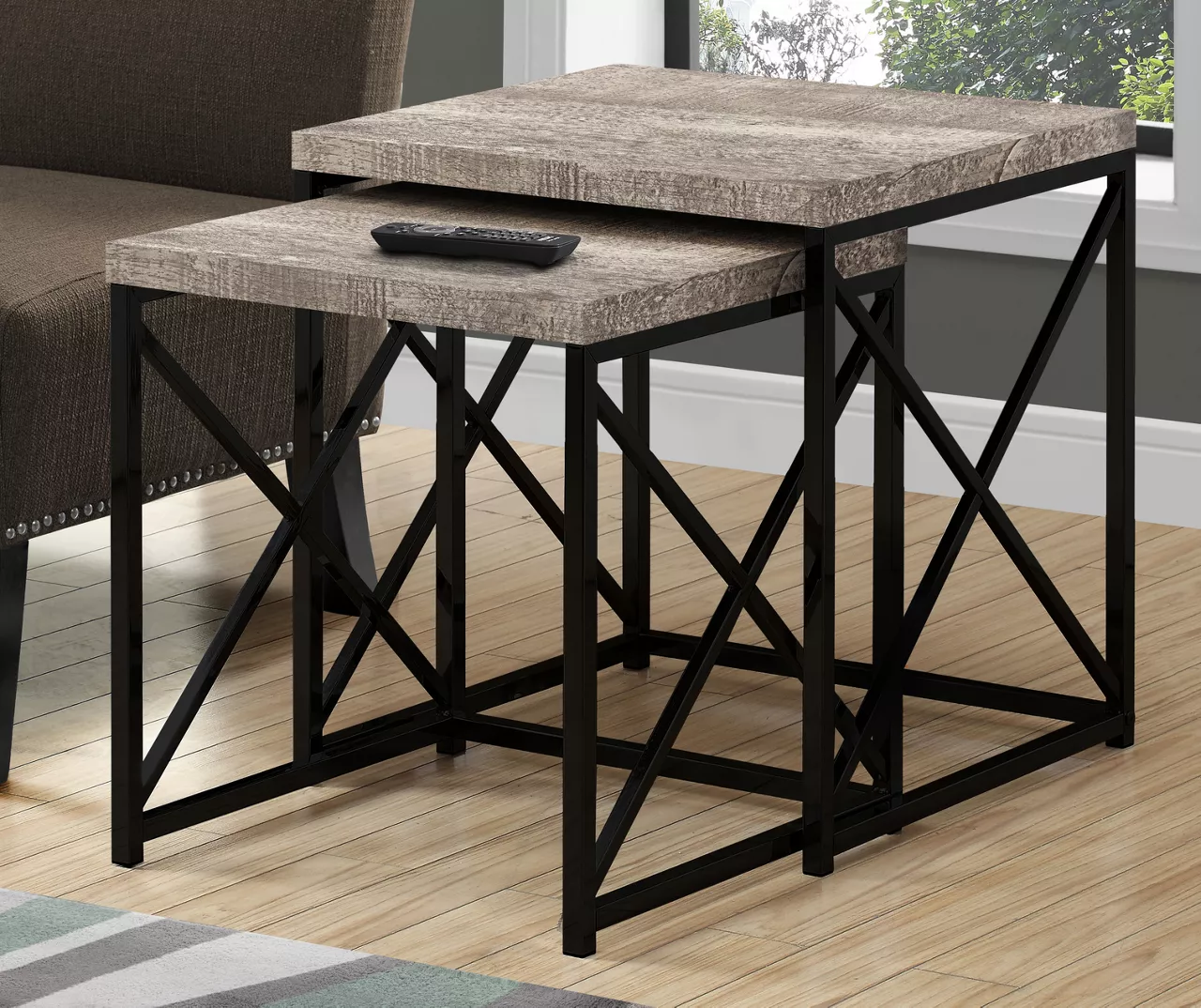 Monarch Reclaimed Wood Look 2-Piece Nesting Table Set 6 Monarch Reclaimed Wood Look 2-Piece Nesting Table Set - Image 4