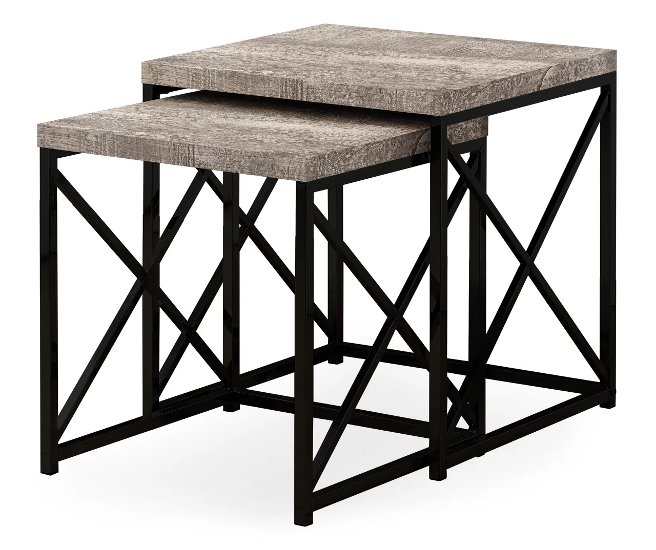 Monarch Reclaimed Wood Look 2-Piece Nesting Table Set 3 Monarch Reclaimed Wood Look 2-Piece Nesting Table Set