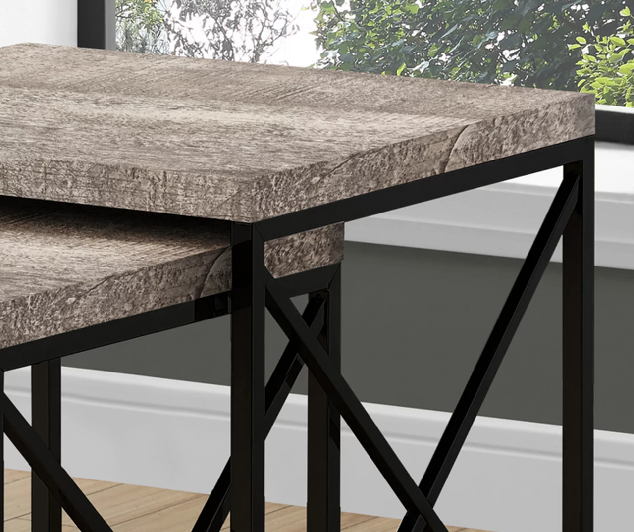 Monarch Reclaimed Wood Look 2-Piece Nesting Table Set 7 Monarch Reclaimed Wood Look 2-Piece Nesting Table Set - Image 5