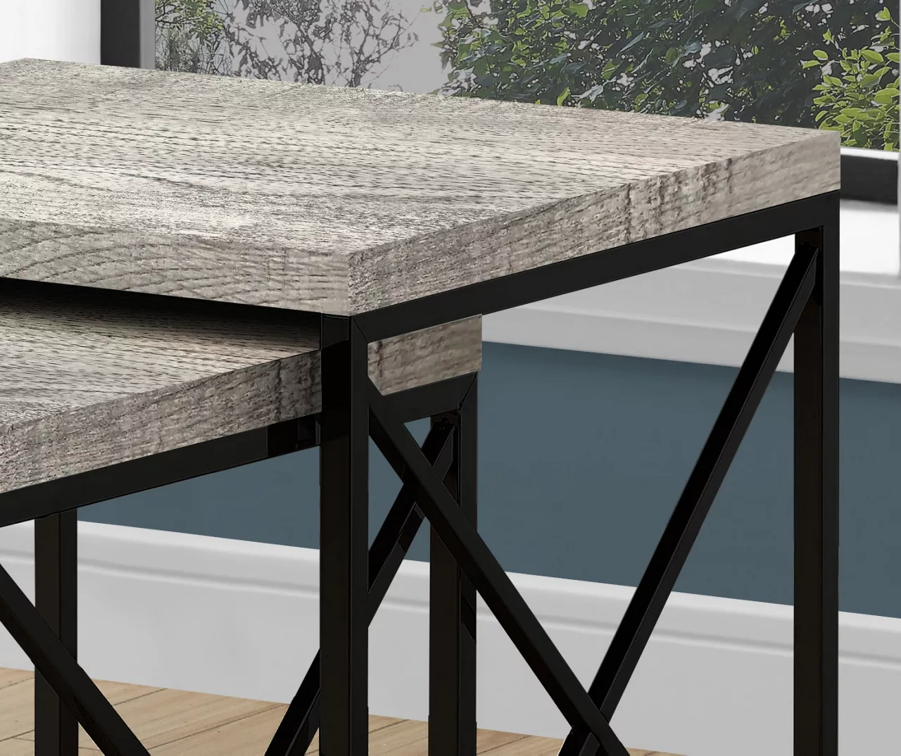 Monarch Reclaimed Wood Look 2-Piece Nesting Table Set 10 Monarch Reclaimed Wood Look 2-Piece Nesting Table Set - Image 8