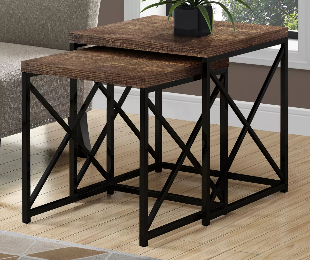 Monarch Reclaimed Wood Look 2-Piece Nesting Table Set 12 Monarch Reclaimed Wood Look 2-Piece Nesting Table Set - Image 10