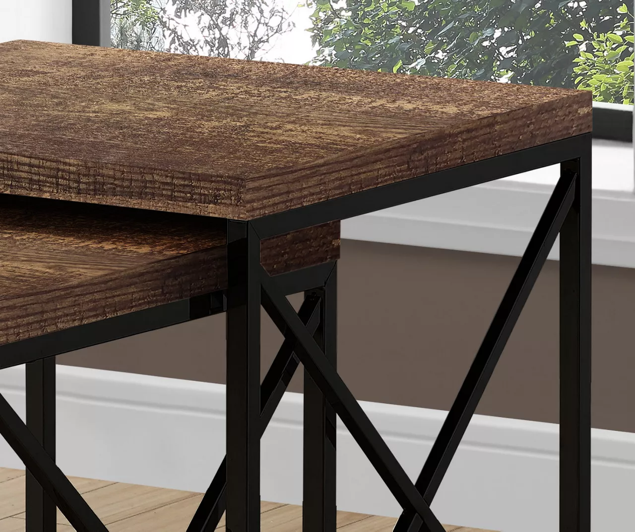 Monarch Reclaimed Wood Look 2-Piece Nesting Table Set 13 Monarch Reclaimed Wood Look 2-Piece Nesting Table Set - Image 11