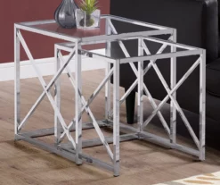 Monarch Glass & Metal 2-Piece Nesting Table Set -Storage supplies store 810542387 1