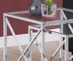 Monarch Glass & Metal 2-Piece Nesting Table Set -Storage supplies store 810542387 3