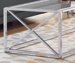 Tempered Glass & Chrome Metal X Coffee Table 8 Tempered Glass & Chrome Metal X Coffee Table -Storage supplies store 810542388 3 1