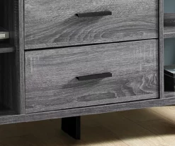60" Gray & Black Wood Look TV Stand -Storage supplies store 810542410 3