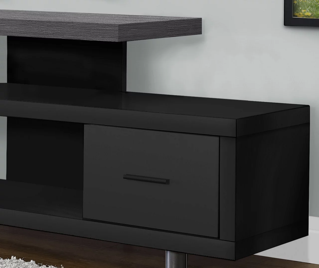 60" Black & Gray Top TV Stand 5 60" Black & Gray Top TV Stand - Image 3