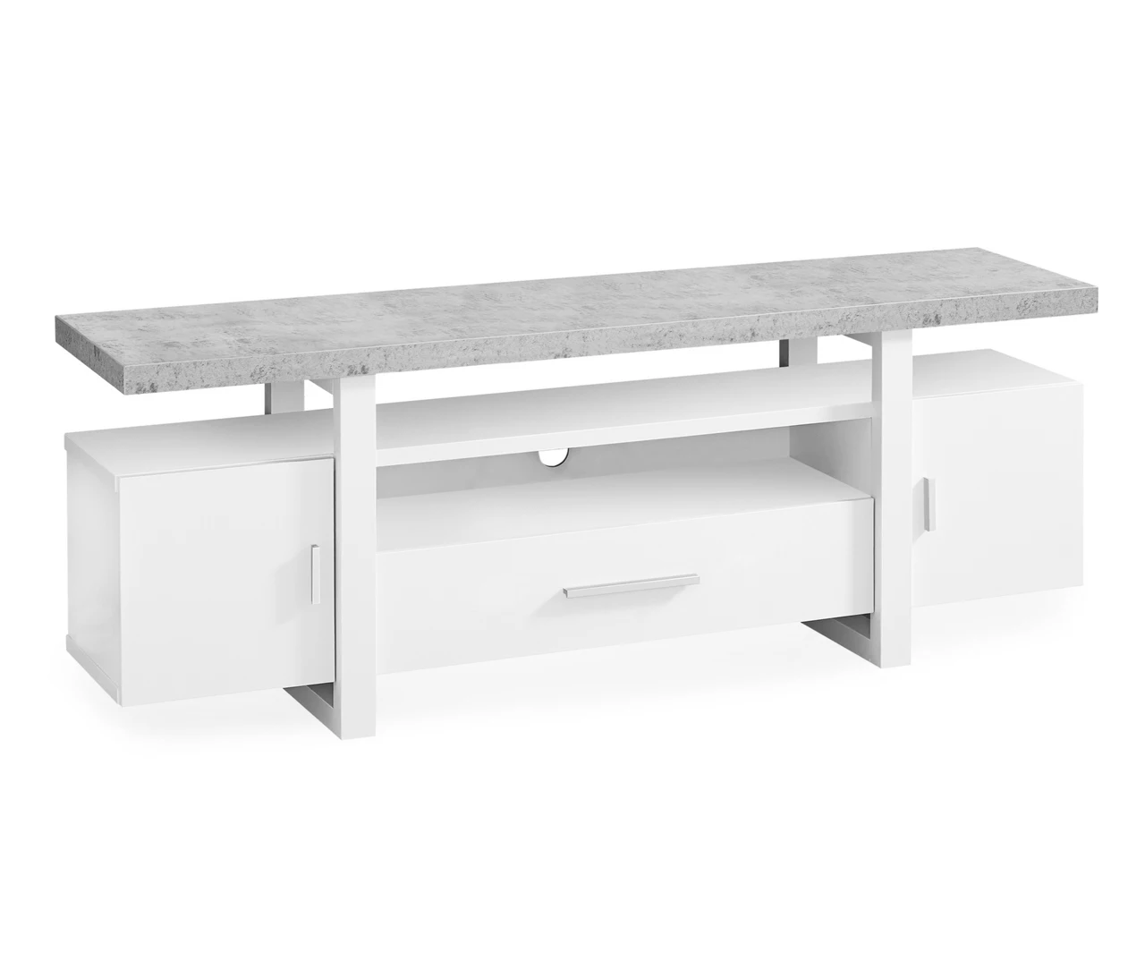 60" White & Cement Look TV Stand 3 60" White & Cement Look TV Stand