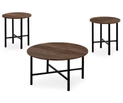 Monarch Round 3-Piece Occasional Table Set -Storage supplies store 810542426 2