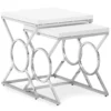Glossy White Chrome Metal 2-Piece Nesting Table Set -Storage supplies store 810542468 2