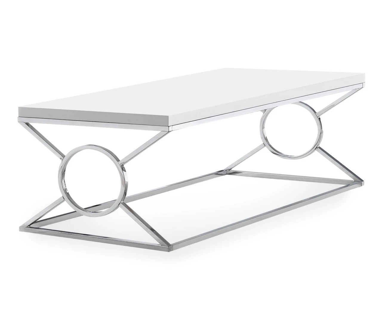Glossy White & Chrome Metal Coffee Table 3 Glossy White & Chrome Metal Coffee Table
