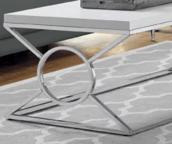 Glossy White & Chrome Metal Coffee Table 7 Glossy White & Chrome Metal Coffee Table -Storage supplies store 810542469 3