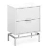 Glossy White & Chrome Metal Retro Accent Table -Storage supplies store 810542472 3