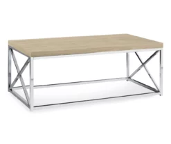 Natural & Chrome Metal Coffee Table
