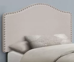 Monarch Linen Nailhead Trim Headboard -Storage supplies store 810542522 1