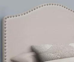 Monarch Linen Nailhead Trim Headboard -Storage supplies store 810542522 3