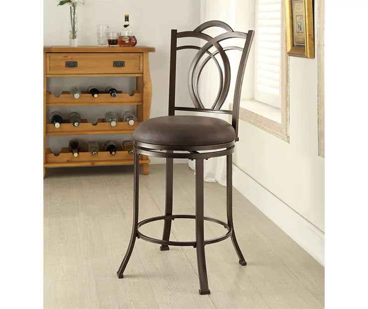 Dakota Coffee Brown Metal Faux Leather Upholstered Counter Stool 4 Dakota Coffee Brown Metal Faux Leather Upholstered Counter Stool - Image 2