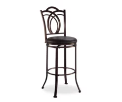 Dakota Brown Metal Faux Leather Upholstered Bar Stool