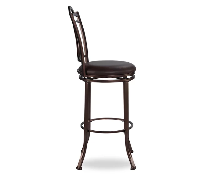 Dakota Brown Metal Faux Leather Upholstered Bar Stool 6 Dakota Brown Metal Faux Leather Upholstered Bar Stool - Image 4